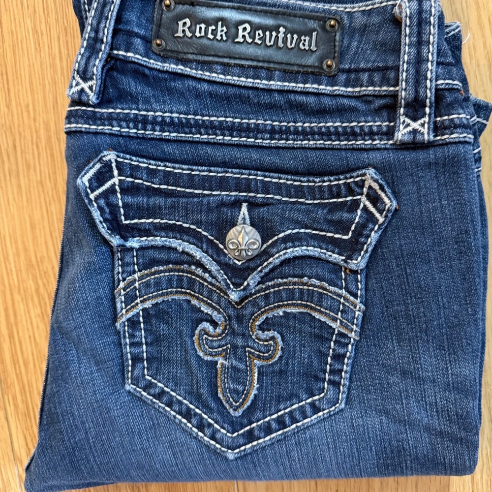 VTG Rock Revival Debbie Bootcut Jeans Womens 30 HTF‎ EXCELLENT! Distressed